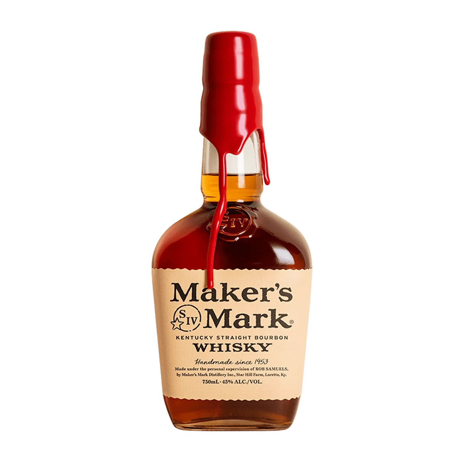 Amber bourbon beside a wax-sealed bottle neck in candlelight